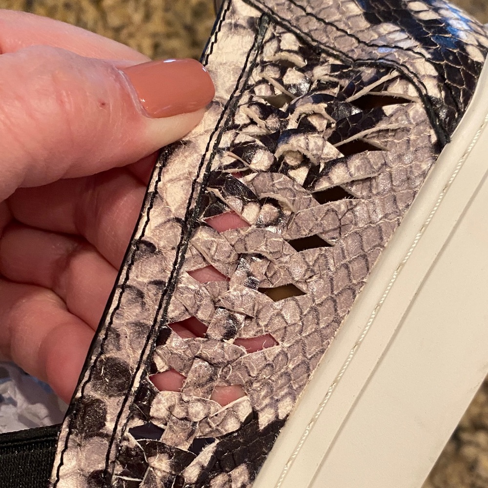 Tory Burch Black and Cream Snake Print Sneakers - Picture 7 of 7